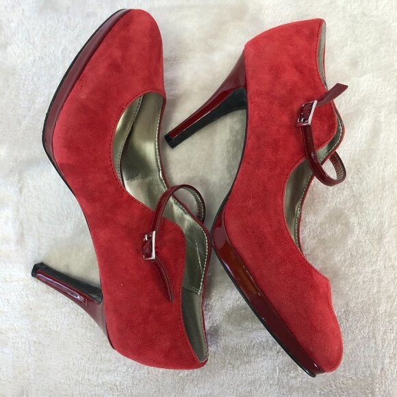 Alfani Red Suede Platform Stiletto Pump Heels Size 7.5M - Picture 7 of 13